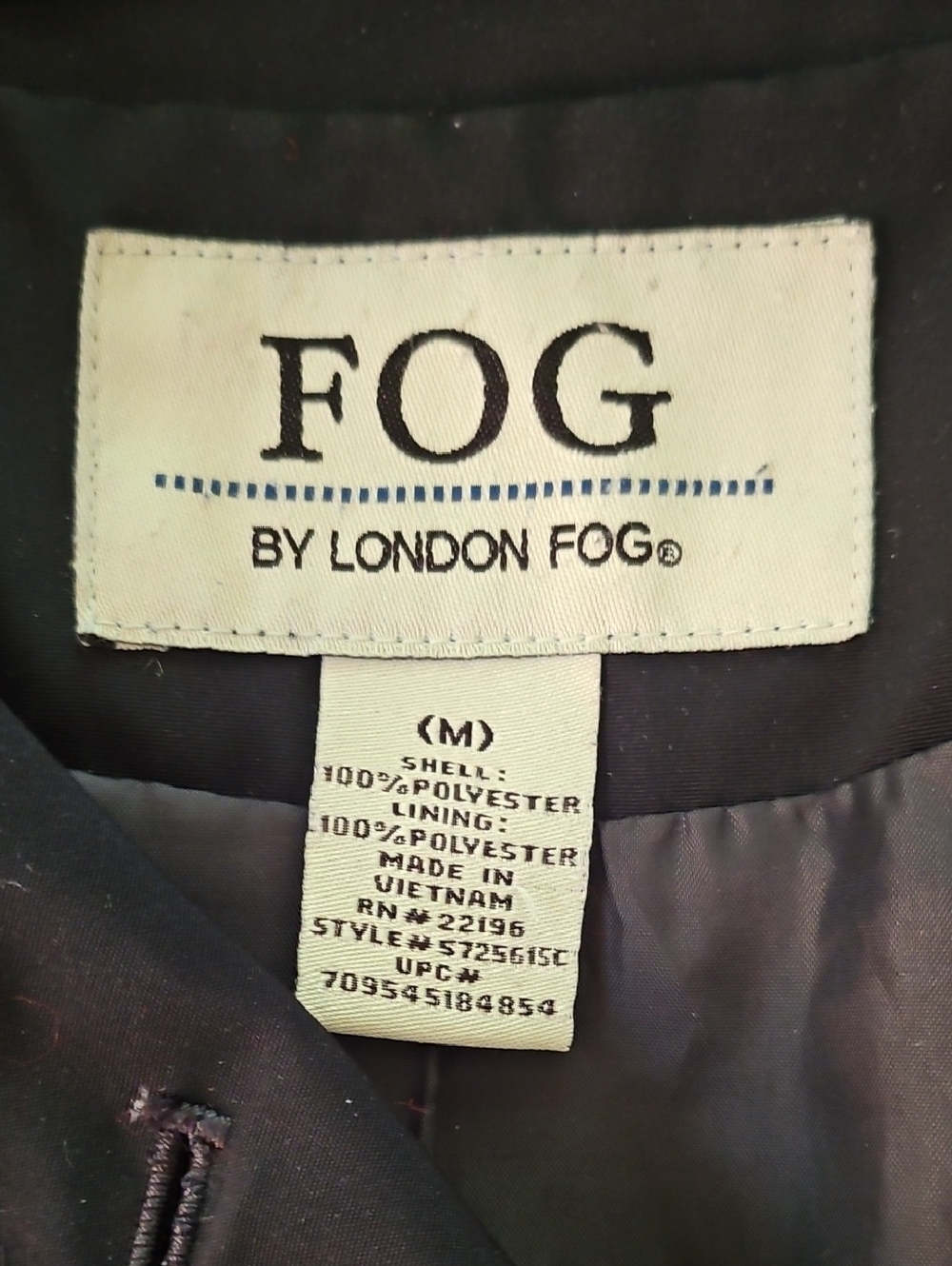 London Fog - FOG - Black Trench Coat- Size M - Picture 7 of 8